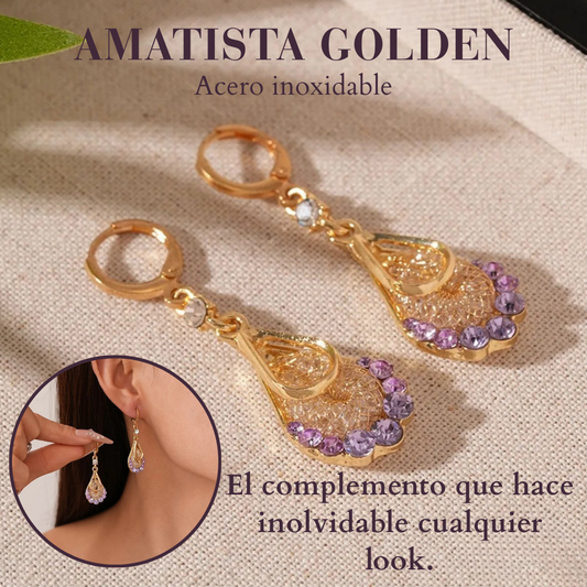 PENDIENTES AMATISTA GOLDEN