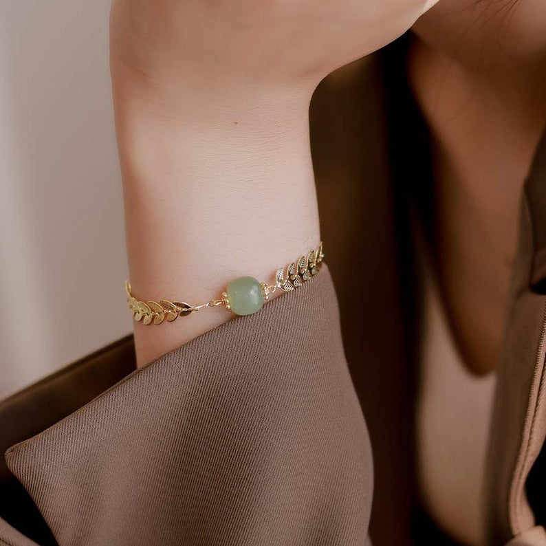 PULSERA GREEN BAÑO EN ORO