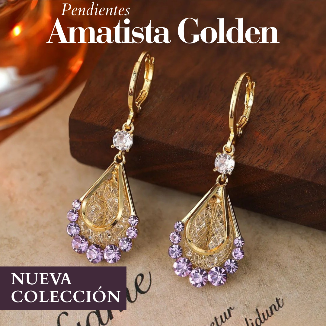 PENDIENTES AMATISTA GOLDEN