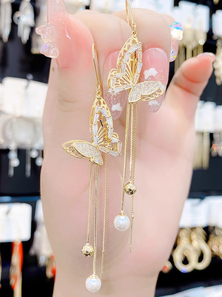 ¡EXCLUSIVOS! PENDIENTES LARGOS DE MARIPOSA