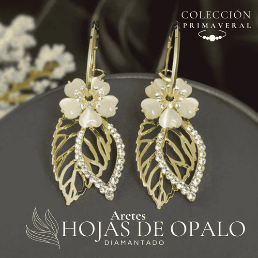 ¡OFFERTA! ARETES HOJAS DE OPALO DIAMANTADO 🌼